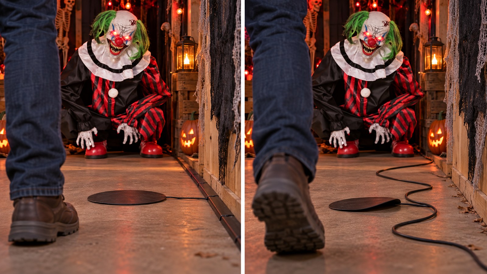 Safe step pad cable routing for a Halloween animatronic